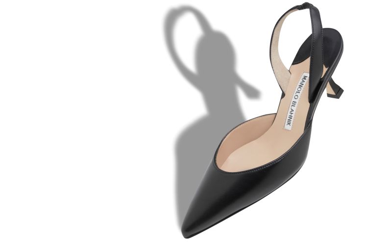 Carolyne 50, Black Nappa Leather Slingback Pumps - US$795.00