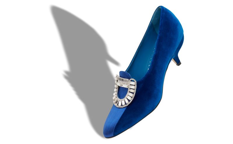 Statius, Blue Velvet Embellished Pumps - £567.00