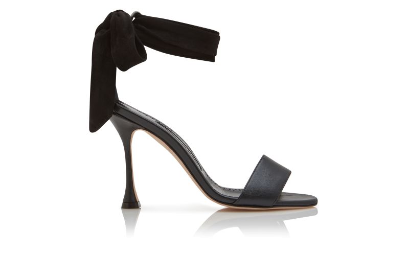 Side view of Chastana, Black Nappa Leather Bow Detail Sandals - €825.00