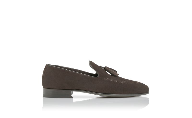 Side view of Chester, Dark Brown Suede Loafers - £363.00