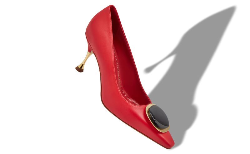 Chiaran, Red Nappa Leather Pointed Toe Pumps - €945.00 