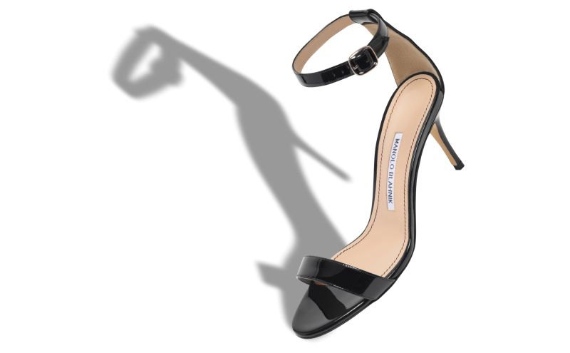 Chaos, Black Patent Leather Ankle Strap Sandals - US$845.00