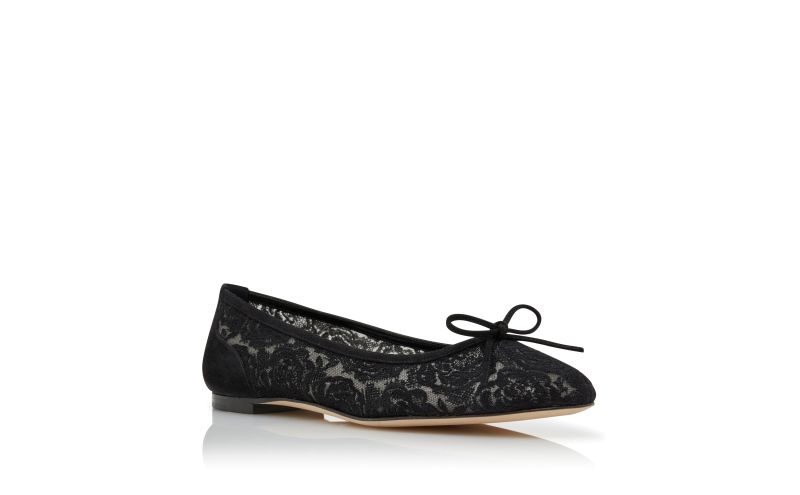 Verizzo, Black Lace Pointed Toe Flat Pumps - €825.00