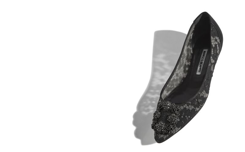 Hangisiflat lace, Black Lace Jewel Buckle Flats - CA$1,595.00