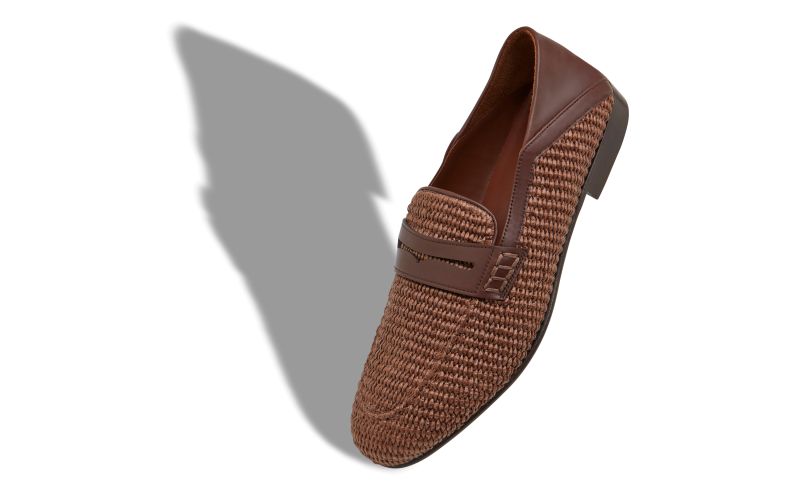 Padstow, Dark Brown Raffia Penny Loafers - €795.00