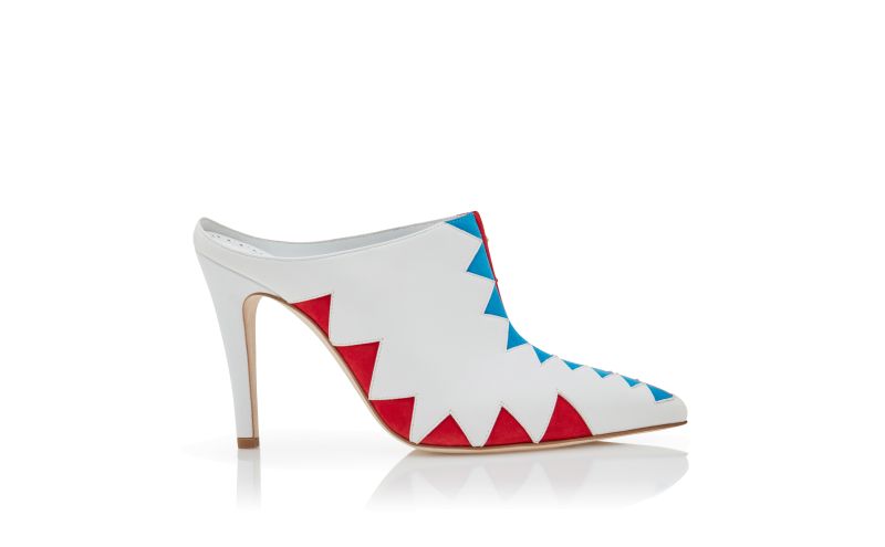 Side view of Spaak, White Nappa Leather Zig Zag Mules - €448.00