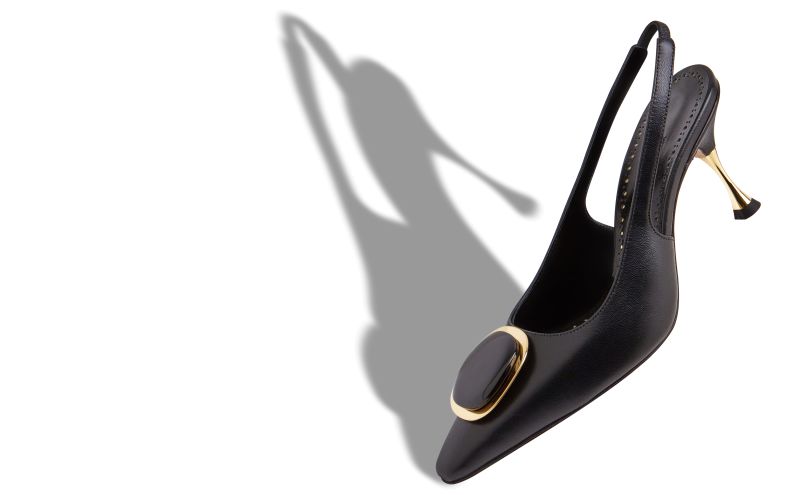 Chiaransli, Black Nappa Leather Slingback Pumps - US$1,085.00