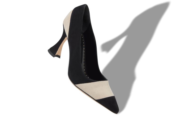 Chalabiya, Black and Beige Suede Pointed Toe Pumps - AU$1,385.00 