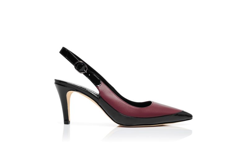 Side view of Telemaca, Black and Red Nappa Leather Slingback Pumps - US$895.00