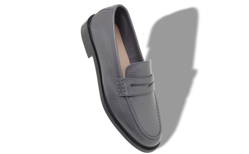 Perry, Dark Grey Calf Leather Penny Loafers - US$895.00 