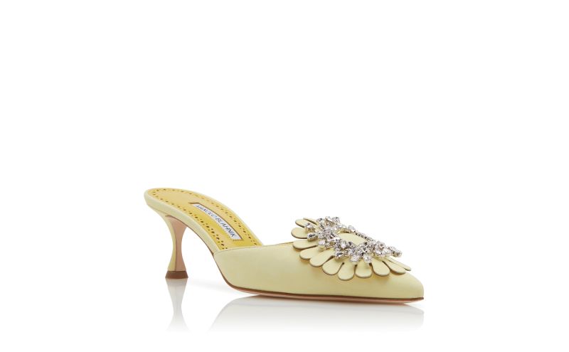 Shogmu, Yellow Suede Jewel Embellished Mules - £1,075.00