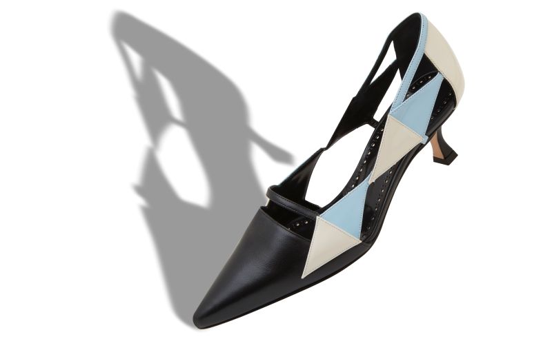 Hakir, Black, Cream and Blue Nappa Leather Pumps - US$1,135.00