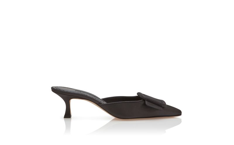 Side view of Maysale, Black Cotton Buckle Detail Mules  - AU$1,415.00