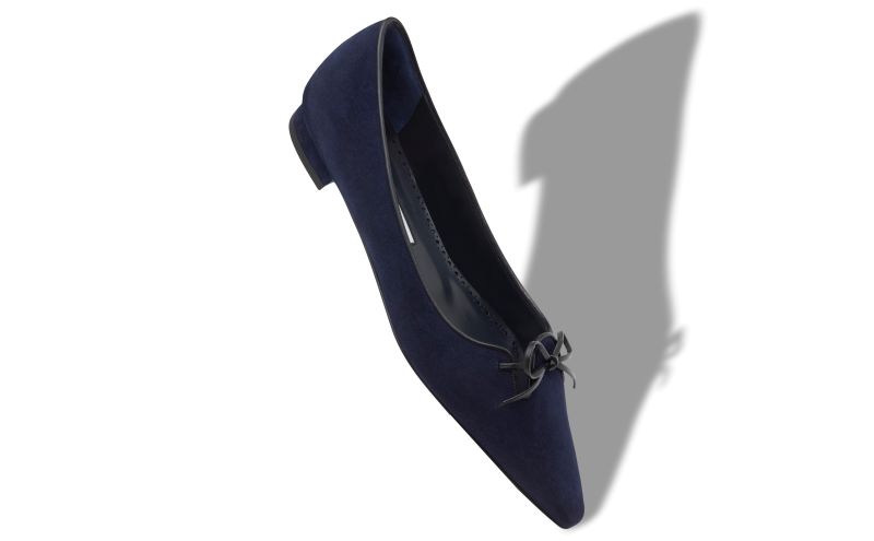 Esmaa, Navy Blue Suede Ballerina Flats  - US$895.00 