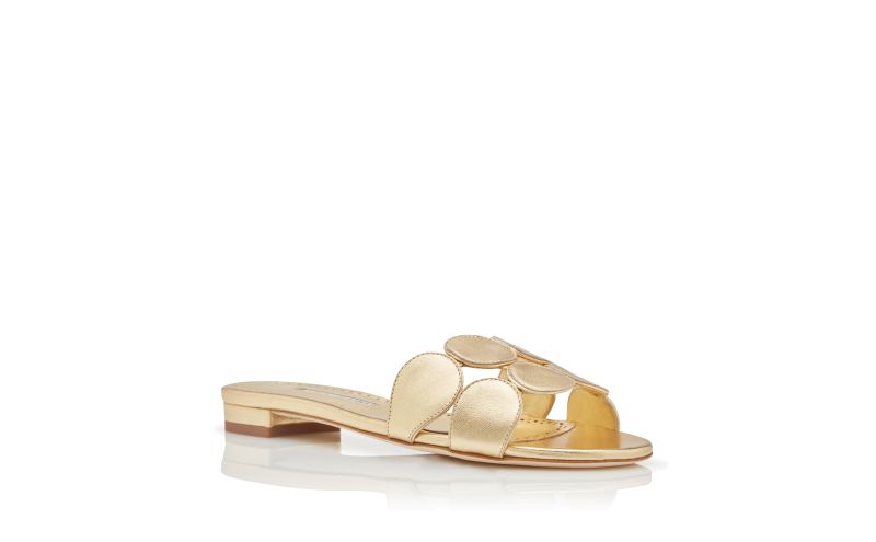 Haribalmuflat, Gold Nappa Leather Flat Sandals - US$875.00