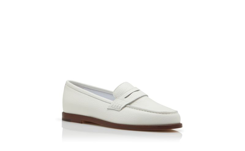 Perrita, White Calf Leather Penny Loafers - £695.00