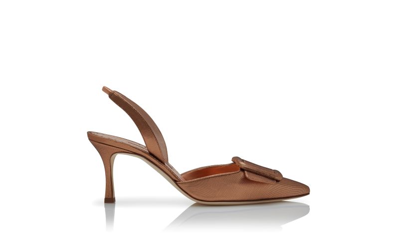 Side view of Maysli, Bronze Cotton Slingback Pumps - €845.00