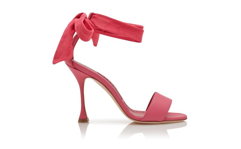 Side view of Chastana, Pink Nappa Leather Bow Detail Sandals - US$945.00