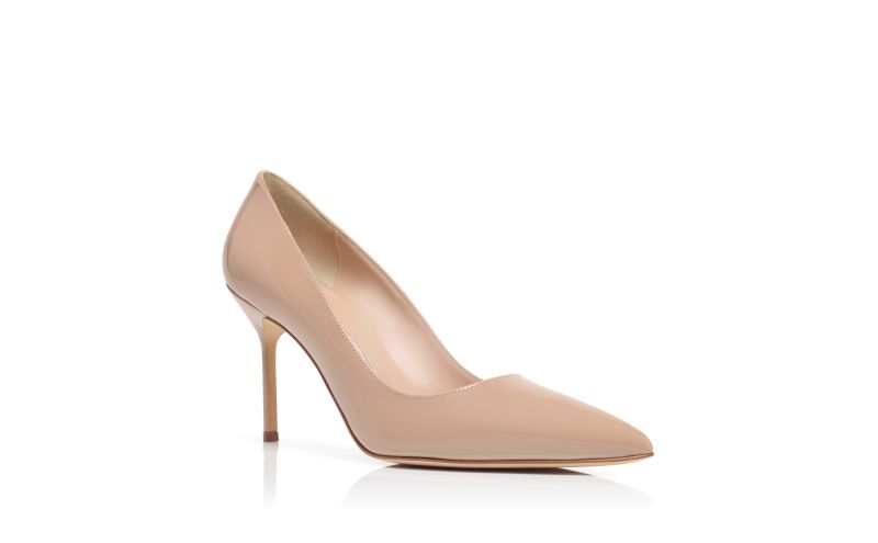 Bb 90, Beige Patent Leather Pointed Toe Pumps - £650.00