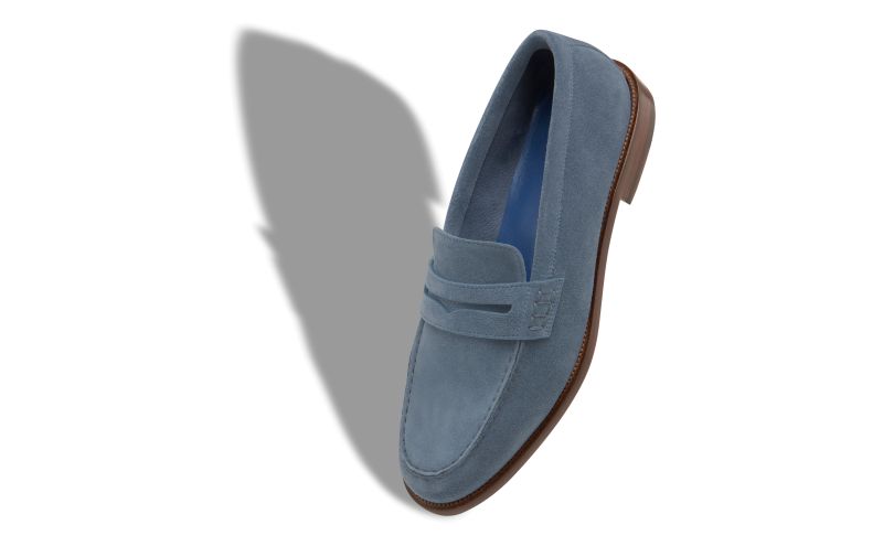 Perry, Blue Suede Penny Loafers - £363.00