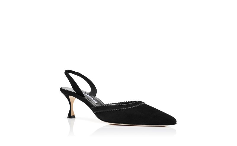 Brontiasli, Black Suede Pink Detail Slingback Pumps - US$463.00