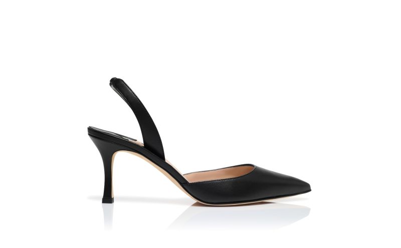 Side view of Carolyne 70, Black Nappa Leather Slingback Pumps - US$895.00