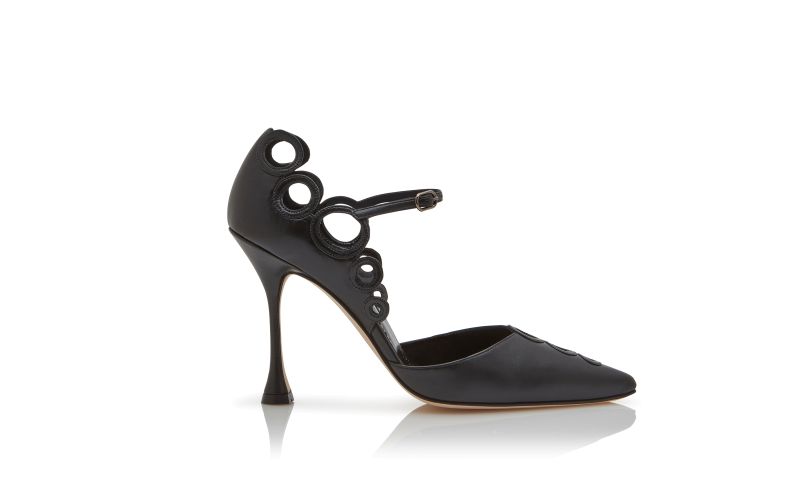 Side view of Akbarak, Black Nappa Leather Pointed Toe Pumps - US$1,250.00