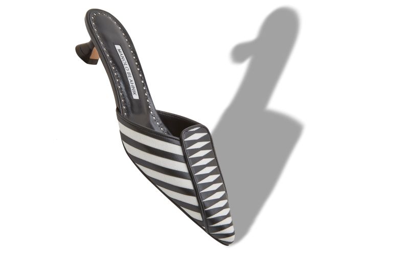 Diaba, White and Black Linen Striped Mules - €1,045.00 