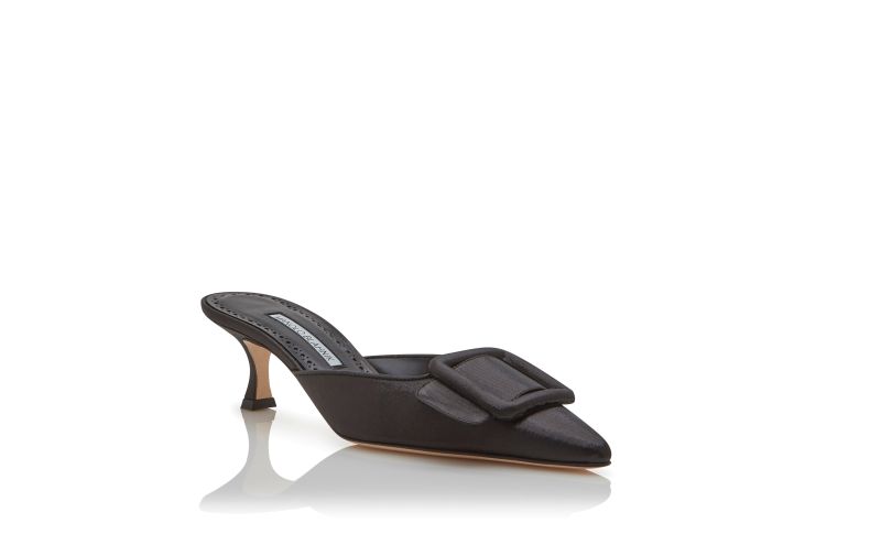 Maysale, Black Cotton Buckle Detail Mules  - AU$1,415.00