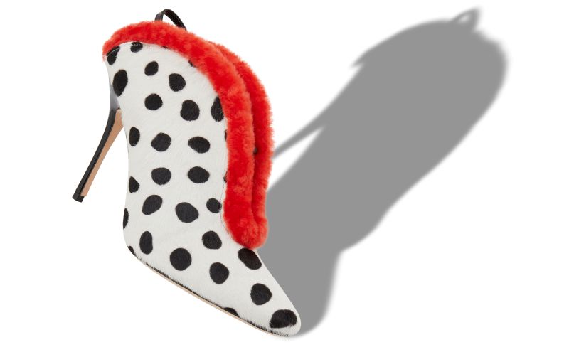 Agasia, White, Black and Orange Calf Hair Shoe Booties - €1,095.00 