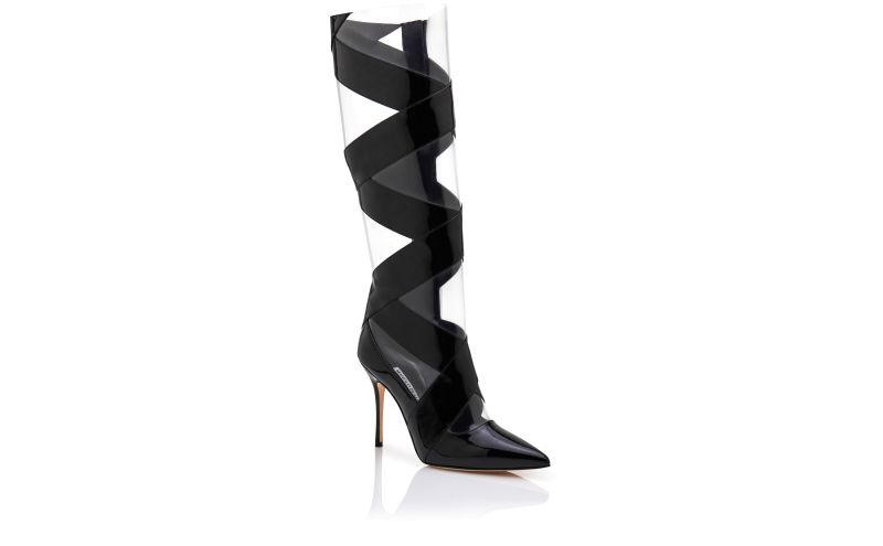 Ottosahi, Black Patent Leather Cut Out Boots - £998.00