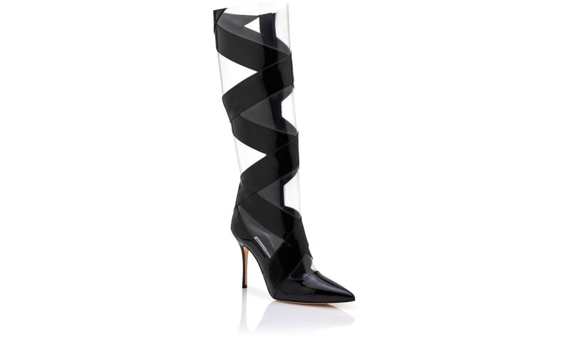Ottosahi, Black Patent Leather Cut Out Boots - AU$4,235.00