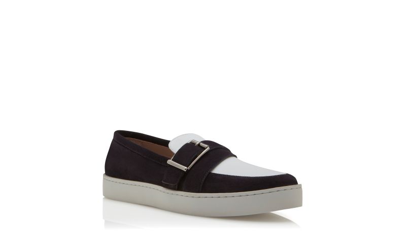 Oliver, Navy Blue and White Suede Slip-On Loafers  - US$825.00