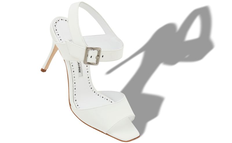 Fairu, White Patent Leather Slingback Sandals  - CA$1,095.00 