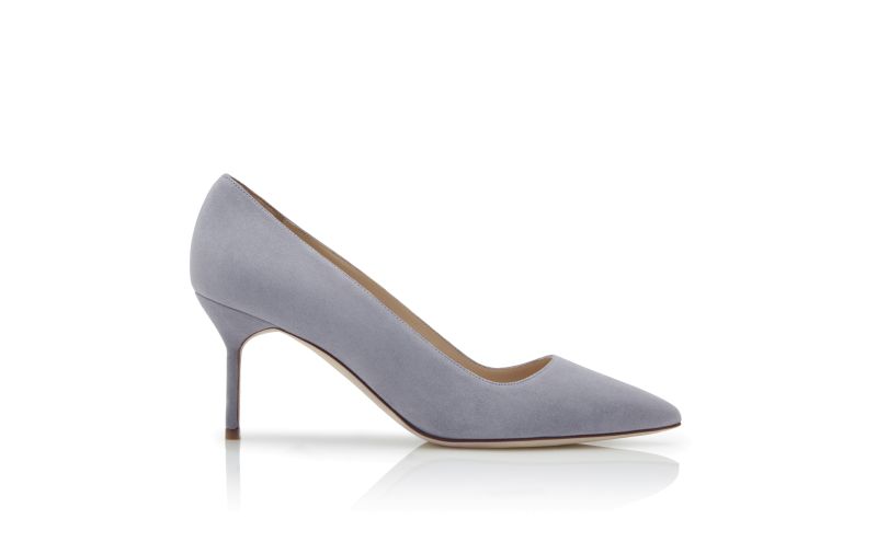 Side view of Bb 70, Light Grey Suede Pointed Toe Pumps - AU$1,115.00