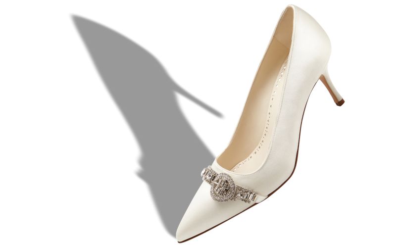 Asapump, White Satin Jewel Embellished Pumps - CA$1,815.00