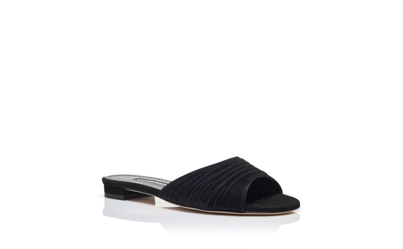 Piruaflat, Black Suede Ruched Detail Flat Sandals - US$825.00