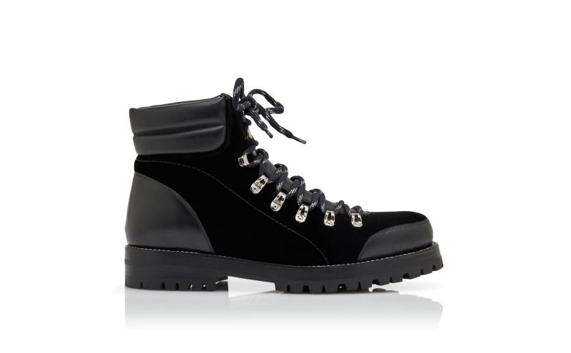 Side view of Janka, Black Velvet Ankle Boots - AU$2,285.00