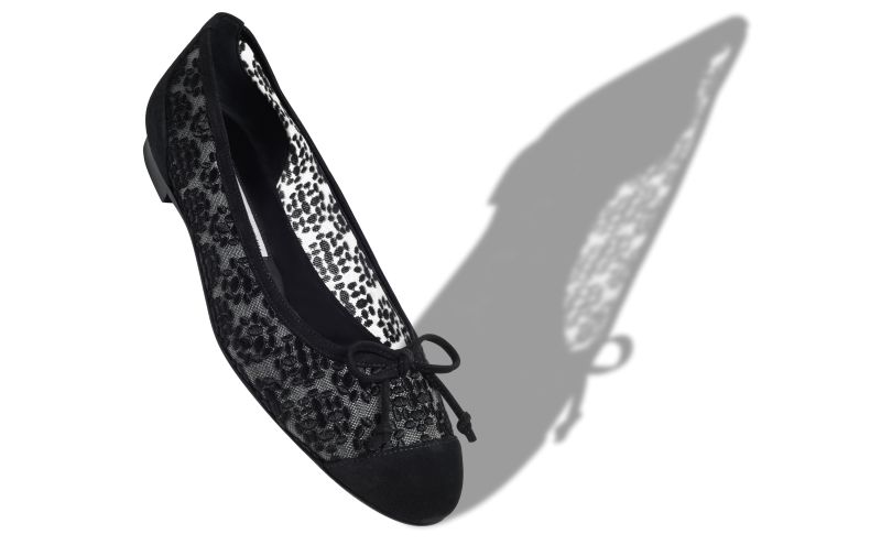 Capbal, Black Lace Ballerina Flats - US$875.00 