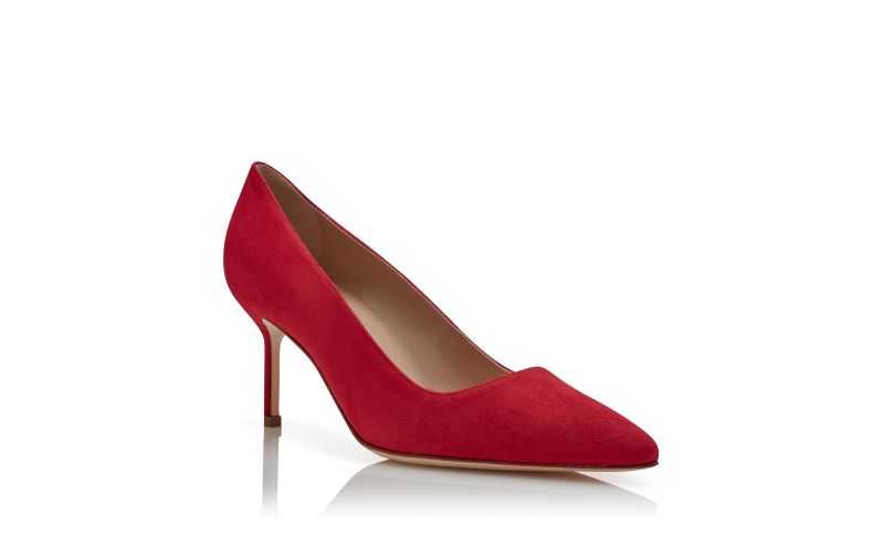 Bb 70, Bright Red Suede pointed toe Pumps - £650.00