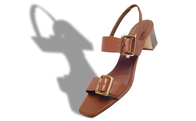 Thalitsli, Brown Nappa Leather Slingback Sandals - US$995.00