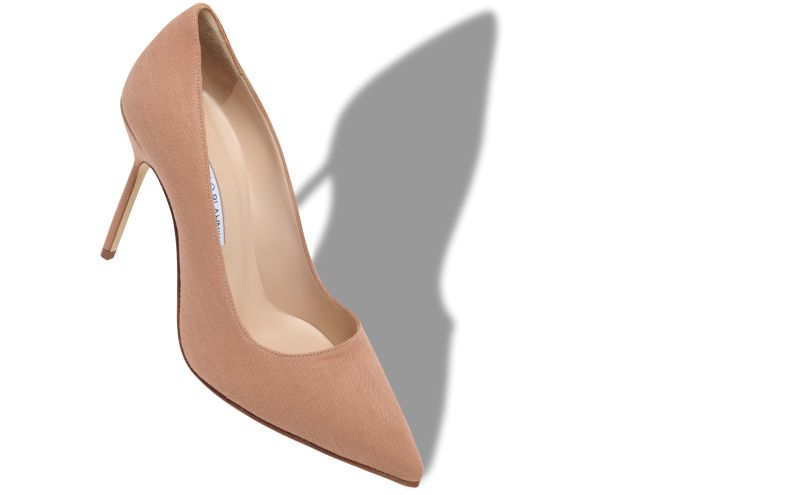 Bb, Brown Linen Pointed Toe Pumps - US$795.00 