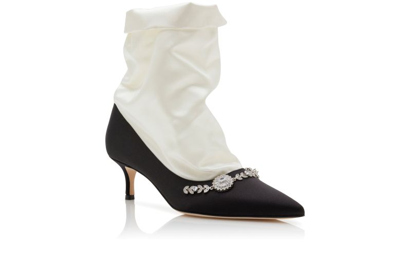 Lamik, Black and Cream Satin Shoe Booties - CA$1,685.00