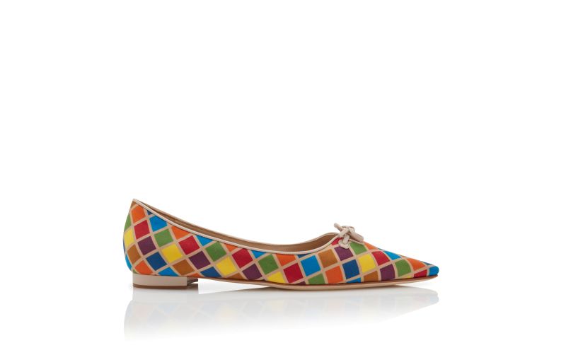 Side view of Esmaa, Multicoloured Silk Ballerina Flats  - US$995.00