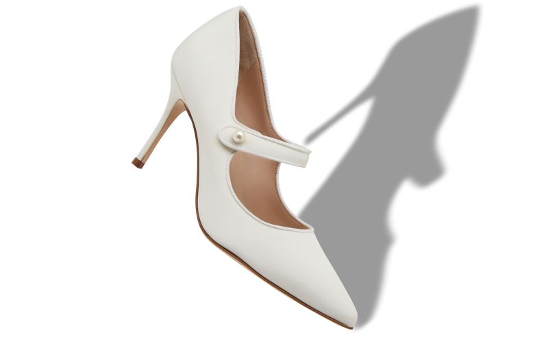 Camparipearl, White Crepe De Chine Mary Jane Pumps
 - US$915.00 