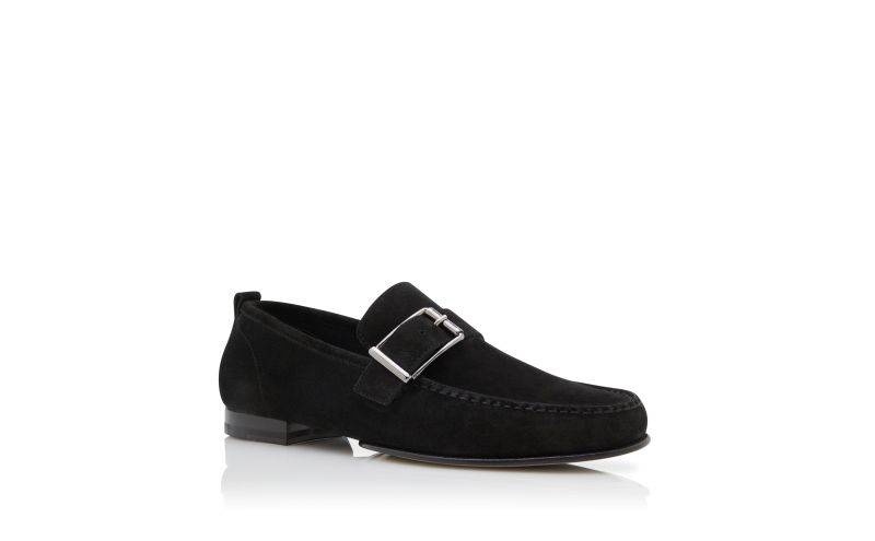 Lerici, Black Suede Buckle Slippers - £413.00