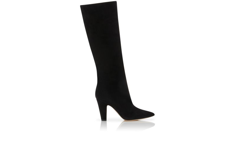 Side view of Lina, Black Suede Knee High Boots - £1,295.00