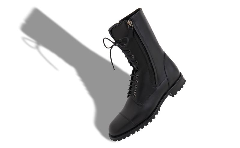 Lugata, Black Calf Leather Military Boots - €1,045.00