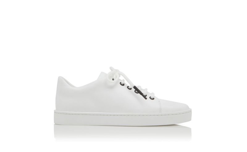 Side view of Semanada, White Calf Leather Low Cut Sneakers - £525.00