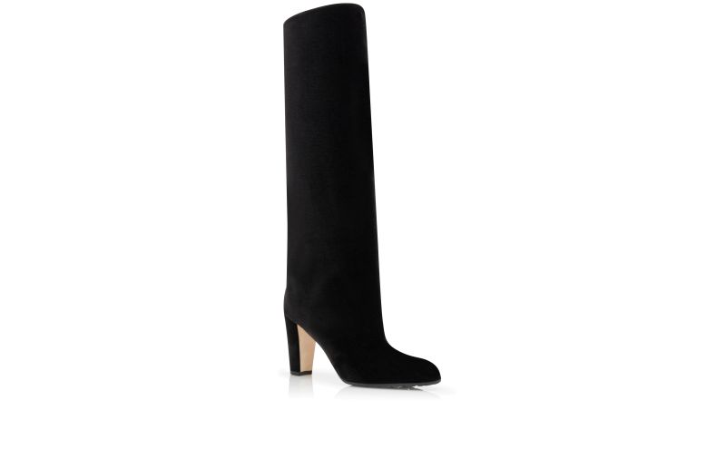 Garda, Black Velvet Knee High Boots - AU$2,335.00
